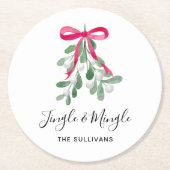 Personalisiert Jingle and MIngle Christmas Runder Pappuntersetzer (Vorderseite)