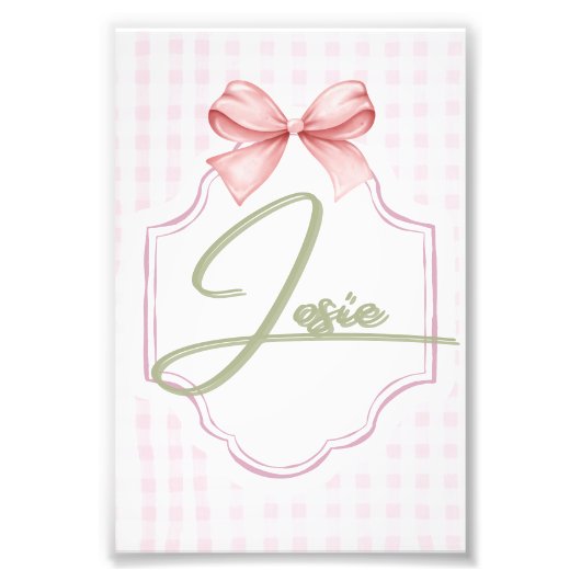 Personalisiert Josie Baby Girl Kinderzimmer Bow&Gi Fotodruck (Vorne)