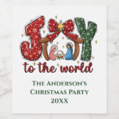 Personalisiert Joy Frory Christmas Manger Scene Weinetikett (Einzelnes Label)
