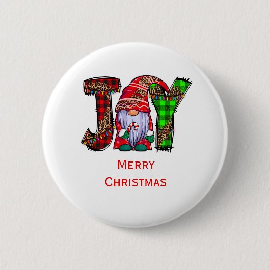 Personalisiert Joy Gnomes Frohe Weihnachten Button (Vorderseite)