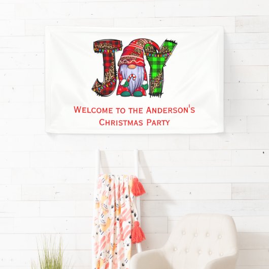 Personalisiert Joy Gnomes Frohe Weihnachts-Party Banner (Insitu)