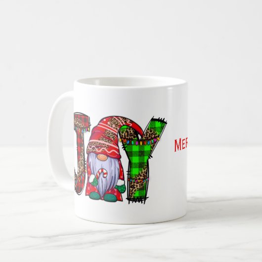 Personalisiert Joy Gnomes Frohe Weihnachtsgeschenk Kaffeetasse (Vorderseite Links)
