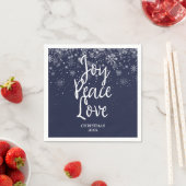 Personalisiert Joy Peace Liebe Navy Blue White Serviette (Beispiel)