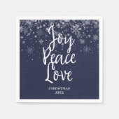 Personalisiert Joy Peace Liebe Navy Blue White Serviette (Vorderseite)