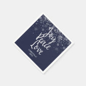 Personalisiert Joy Peace Liebe Navy Blue White Serviette (Ecke)