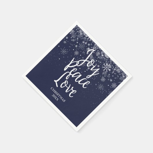 Personalisiert Joy Peace Liebe Navy Blue White Serviette (Ecke)