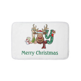 Personalisiert Joy Reindeer Fun Weihnachtsfest Badematte