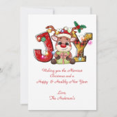 Personalisiert Joy Reindeer Weihnachtskarte Feiertagskarte (Vorderseite)