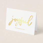 Personalisiert Joyful Script Family Foto Weihnacht Folienkarte (Vorderseite)