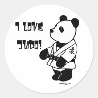 Personalisiert Judo Panda Cartoon Black Belt Runder Aufkleber