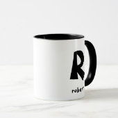 Personalisiert Jumbo Black Initial Monogam Name Tasse (VorderseiteRechts)