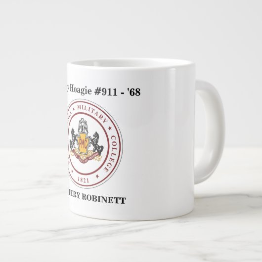 + PERSONALISIERT JUMBO White 20 oz Tasse w/PMC SIE (Vorderseite Rechts)