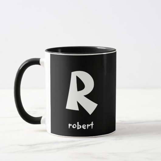 Personalisiert Jumbo White Initial Monogam Name Tasse (Links)