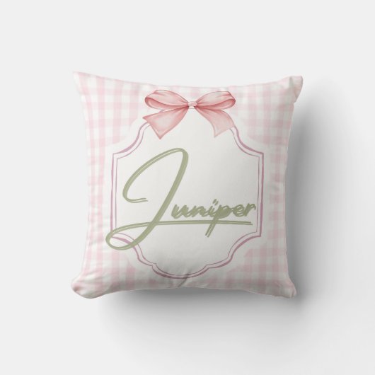 Personalisiert Juniper Baby Girl Kinderzimmer BowG Kissen (Vorderseite)