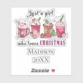 Personalisiert Just Girl Who Lieben Weihnachts Tre Aufkleber (Blatt)