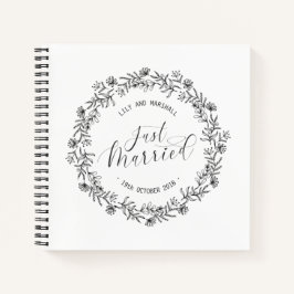 Personalisiert Just Married Floral | Gästebuch Notizblock