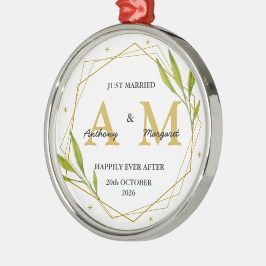 Personalisiert Just Married Gift Mr. & Mrs. Weddin Ornament Aus Metall (Links)