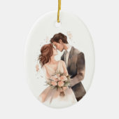 Personalisiert Just Married Wedple Art Keramik Ornament (Vorne)