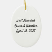 Personalisiert Just Married Wedple Keramik Ornament (Hinten)