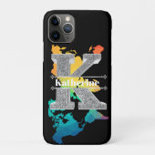 Personalisiert K Initial Silver Monogram Ihr Name Case-Mate iPhone Hülle (Rückseite)