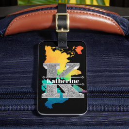 Personalisiert K Initial Silver Monogram Ihr Name Gepäckanhänger