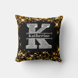 Personalisiert K Initial Silver Monogram Ihr Name Kissen