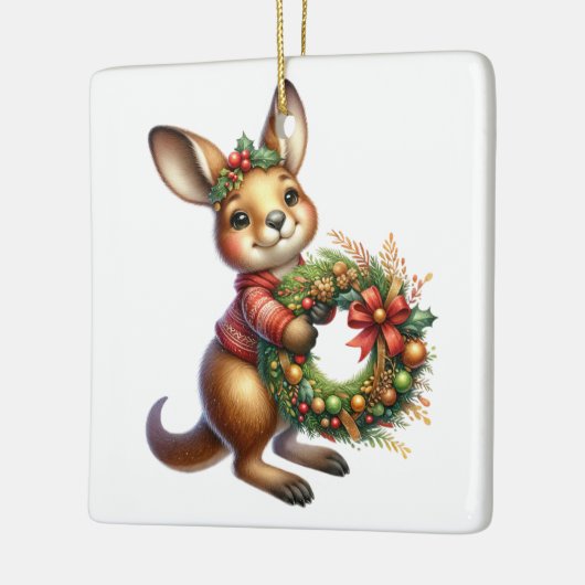 Personalisiert Kangaroo Australische Weihnachtszei Keramikornament (Links)