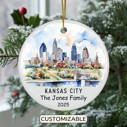 Personalisiert Kansas City Ornament, Kansas Keramik Ornament
