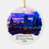 Personalisiert Kansas City Ornament, Kansas Staat Keramik Ornament (Vorne)