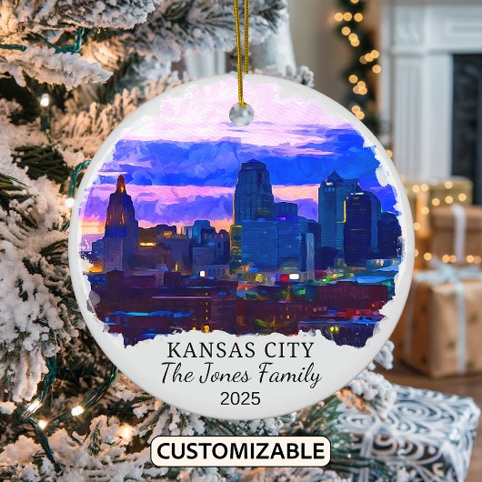 Personalisiert Kansas City Ornament, Kansas Staat Keramik Ornament
