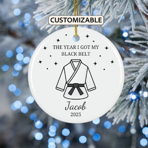 Personalisiert Karate Black Belt, Taekwondo Outfit Keramik Ornament