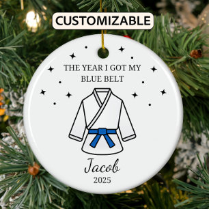 Personalisiert Karate Blauer Gürtel, Taekwondo Out Keramik Ornament