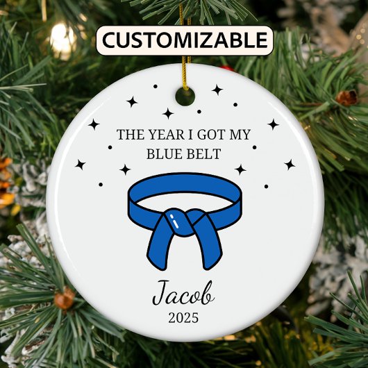 Personalisiert Karate Blauer Gürtel, Taekwondo Out Keramik Ornament
