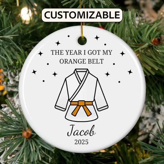 Personalisiert Karate Orange Belt, Taekwondo Outfi Keramik Ornament