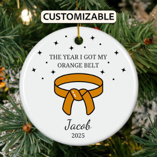 Personalisiert Karate Orange Belt, Taekwondo Outfi Keramik Ornament
