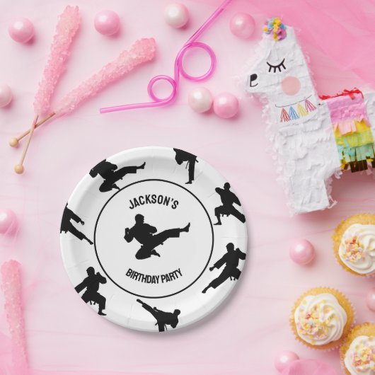 Personalisiert Karate / Taekwondo / Judo Geburtsta Pappteller (Party)