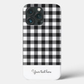 Personalisiert Kariert Gingham Schwarz-weiß Monogr Case-Mate iPhone Hülle (Rückseite)