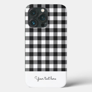 Personalisiert Kariert Gingham Schwarz-weiß Monogr Case-Mate iPhone Hülle
