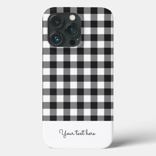 Personalisiert Kariert Gingham Schwarz-weiß Monogr Case-Mate iPhone Hülle (Rückseite)