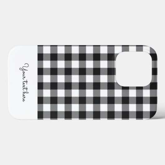 Personalisiert Kariert Gingham Schwarz-weiß Monogr Case-Mate iPhone Hülle (Rückseite (Horizontal))