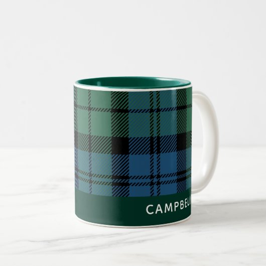 Personalisiert Karierter Clan Campbell Rustikaler Zweifarbige Tasse (VorderseiteRechts)