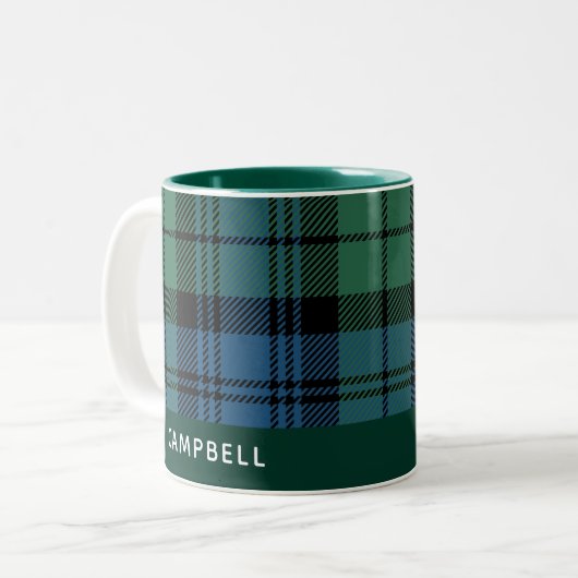 Personalisiert Karierter Clan Campbell Rustikaler Zweifarbige Tasse (Vorderseite Links)