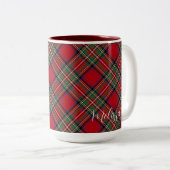 Personalisiert Karierter Clan Stewart Red Green Ta Zweifarbige Tasse (VorderseiteRechts)