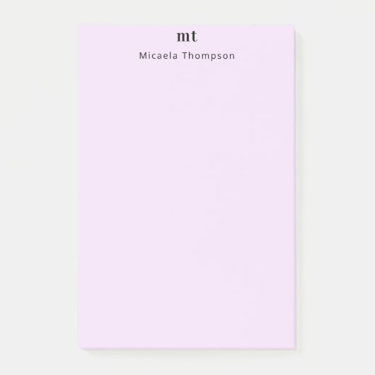 Personalisiert kaum rosa + Initialen Post-it Klebezettel (Vorderseite)