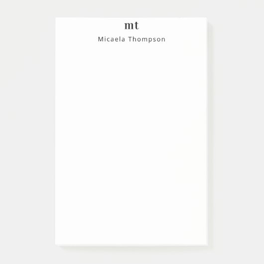 Personalisiert kaum weiß + Initialen Post-it Klebezettel (Vorderseite)