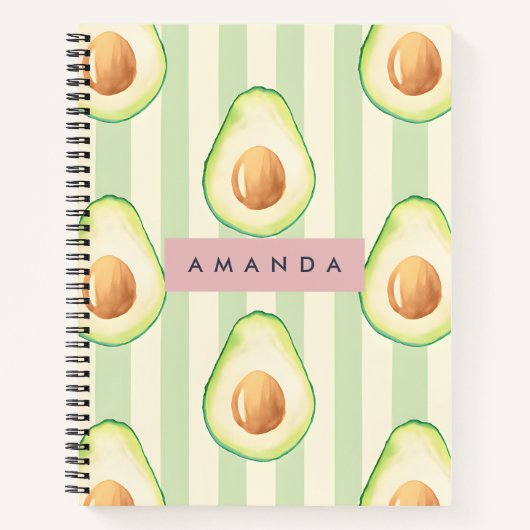 Personalisiert Kawaii Avocado Pattern Notizblock (Vorderseite)