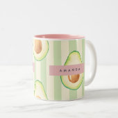 Personalisiert Kawaii Avocado Pattern Zweifarbige Tasse (VorderseiteRechts)