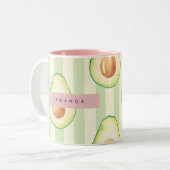 Personalisiert Kawaii Avocado Pattern Zweifarbige Tasse (Vorderseite Links)