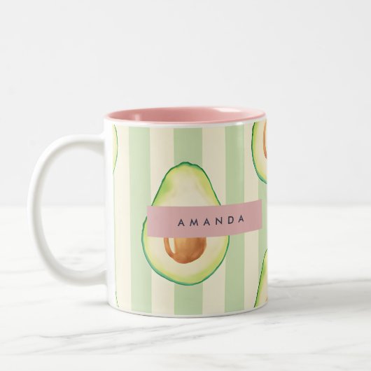 Personalisiert Kawaii Avocado Pattern Zweifarbige Tasse (Links)