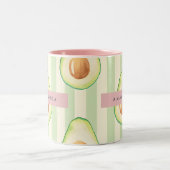 Personalisiert Kawaii Avocado Pattern Zweifarbige Tasse (Mittel)